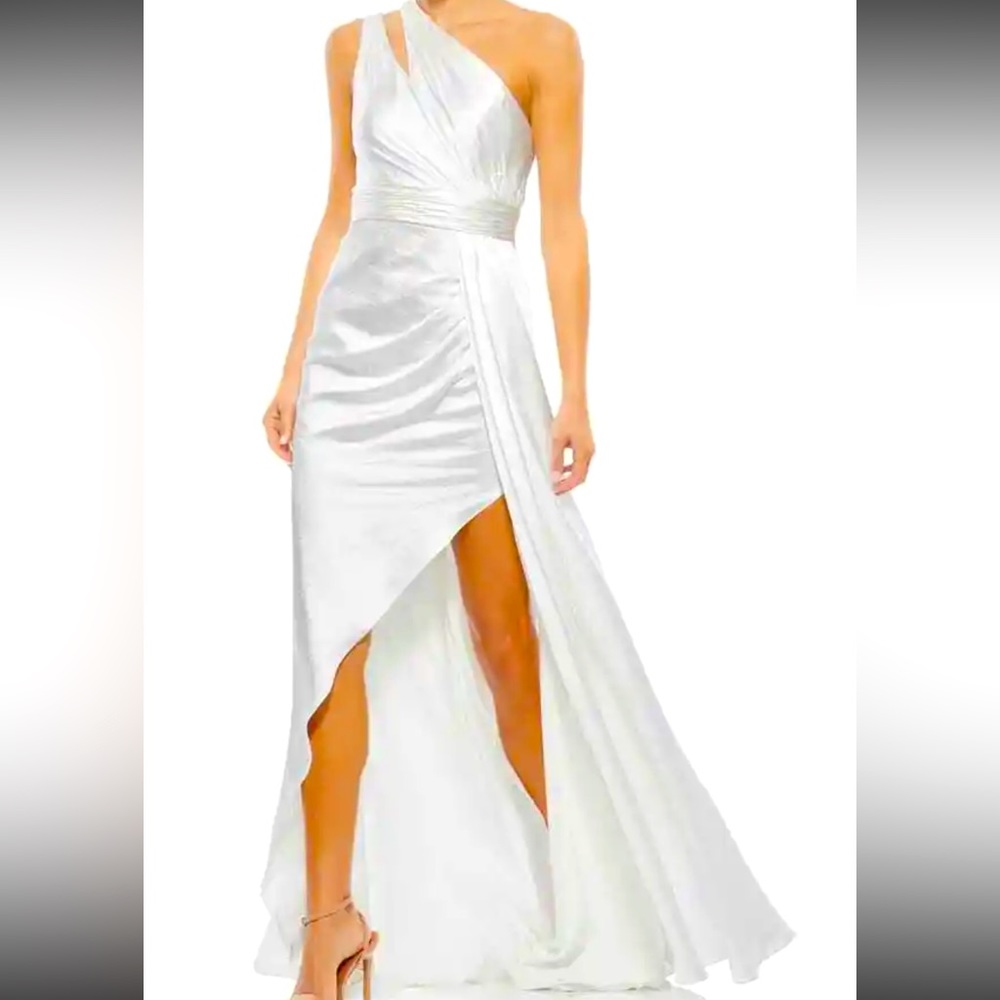 Mac Duggal One Shoulder Wrap Satin Gown Size 12